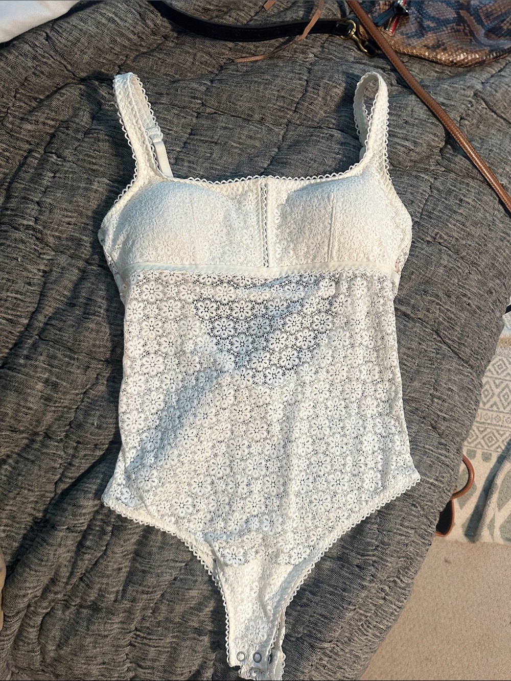 Lace Bodysuit Tank Top - White gilly hicks padded